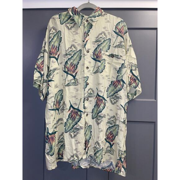 Club Newport Floral Print Button-Up Short Sleeve T-Shirt Funky Tropical L - Picture 1 of 5